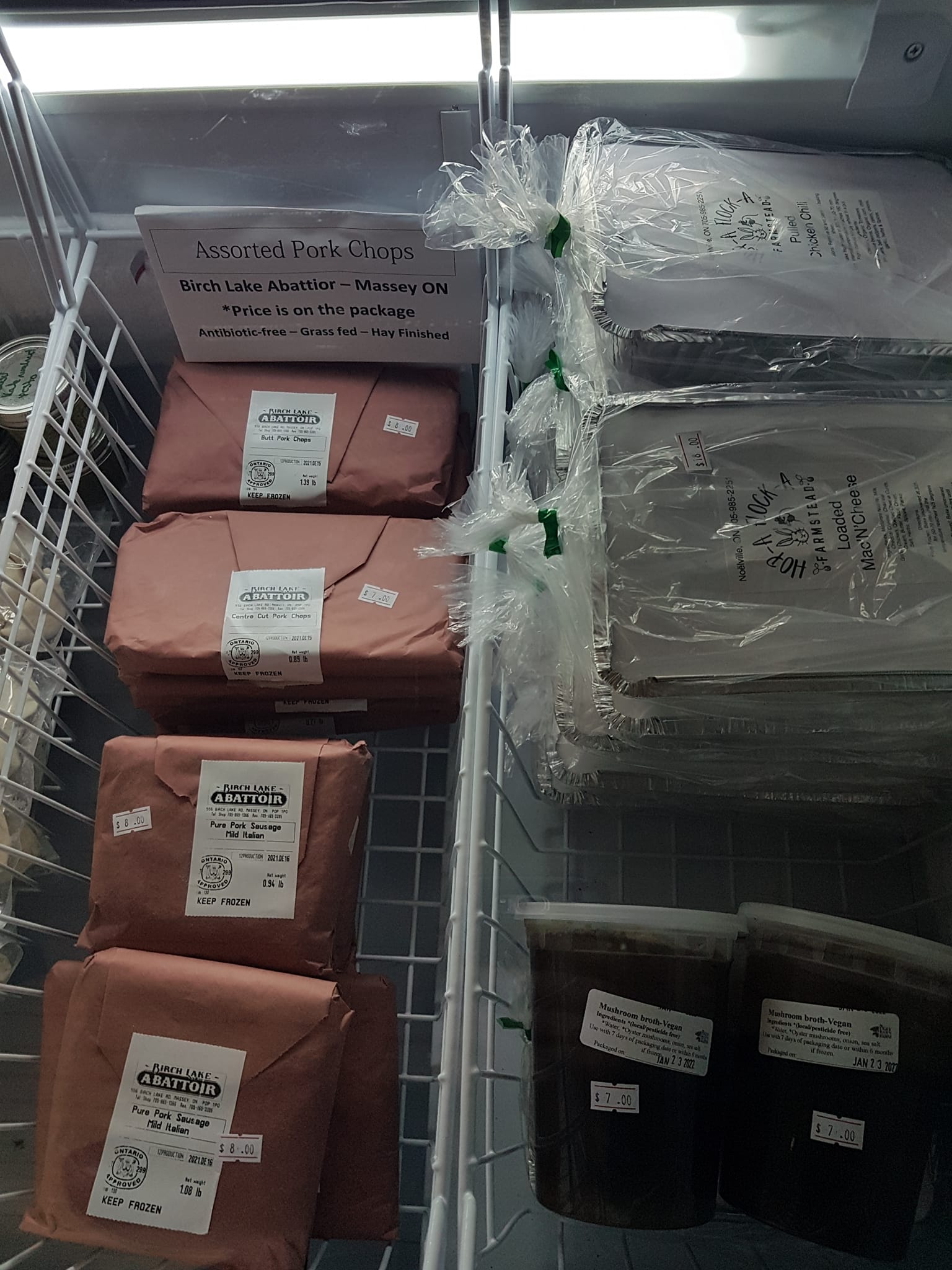 Assorted pork chops and beef products from Birch Lake Abattoir